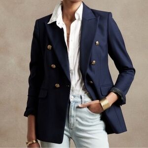 Banana Republic Captain’s Navy Blue Double Breasted Blazer Gold Buttons Sz 4